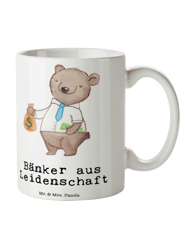 Mr. & Mrs. Panda Tasse Bänker Leidenschaft mit Spruch in Weiß