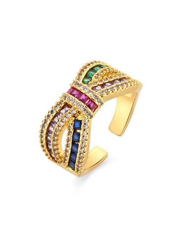 Luxenter ring in metal alloy and multicoloured zirconia finished in 18k yellow gold Alnis