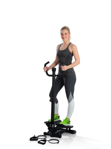 VITALmaxx Fitnesstrainer Swing Stepper schwarz mit 2 Bändern Schwarz