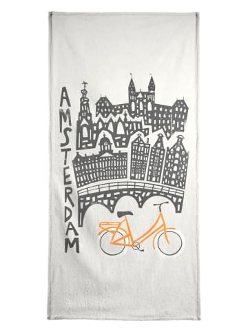 Juniqe Handtuch "Amsterdam Cityscape" in Grau & Rot