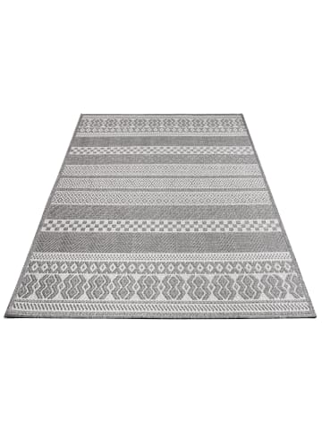 KADIMA DESIGN Teppich Kurzflor Streifen Boho Wohnzimmer in Grau
