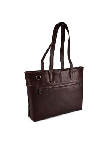 Plevier Catz Aktentasche RFID Schutz Leder 43 cm Laptopfach in braun