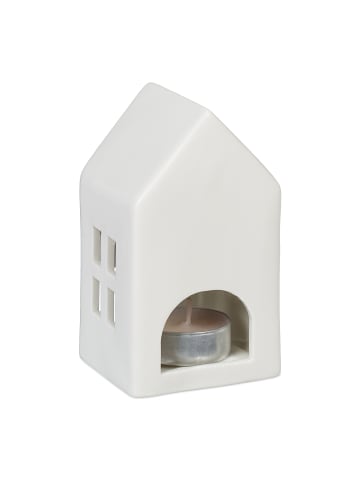 relaxdays Teelichthaus in Weiß - (B)7 x (H)12 x (T)6 cm