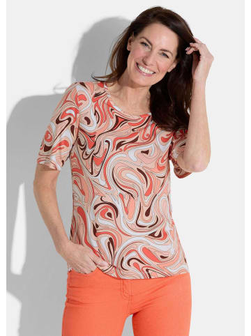 GOLDNER Shirt Shirt in pfirsich / orange / braun / gemustert