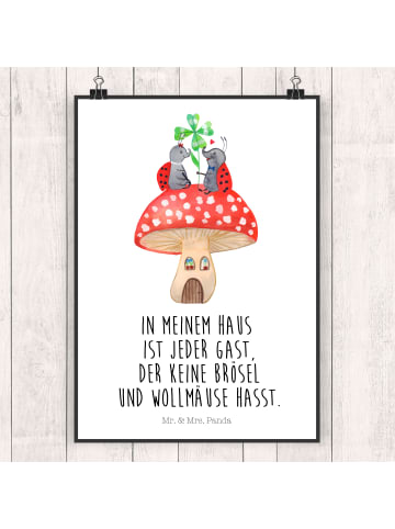 Mr. & Mrs. Panda Bild Marienkäfer Fliegenpilz mit Spruch in Weiß