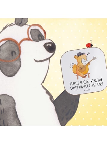 Mr. & Mrs. Panda Glasuntersetzer Ukulele Freude mit Spruch in Weiß