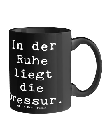 Mr. & Mrs. Panda Porzellantasse Spruch Reitlehrerin Ruhe mit Spruch in Schwarz