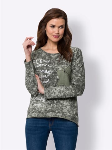 Heine Sweatshirt in khaki-bedruckt