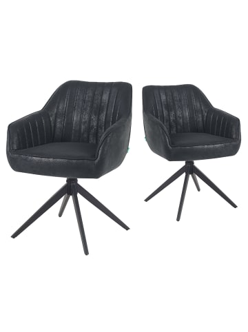 DUBI Möbel 2er-Set: Drehstuhl Mika-Kian in Schwarz - (B)60 x (H)82 x  (T)61 cm
