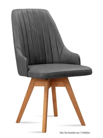 58 aufm Kessel ESSZIMMERSTUHL drehbar (2er-Set) Dotti 52x91x60 Eiche geölt/Grau