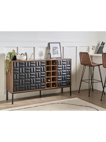 Beliani Weinregal CARAQUET in Braun/Schwarz - (W) 140 x (H) 85 x (L) 40 cm