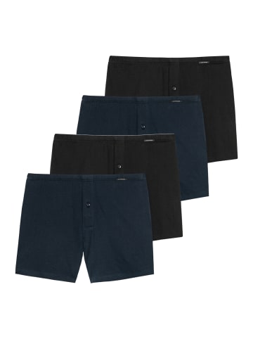 Schiesser Boxershorts Singel-Jersey in Schwarz / Dunkelblau