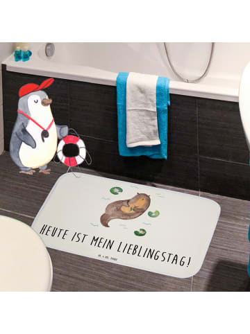Mr. & Mrs. Panda Duschmatte Otter Seerose mit Spruch in Weiß