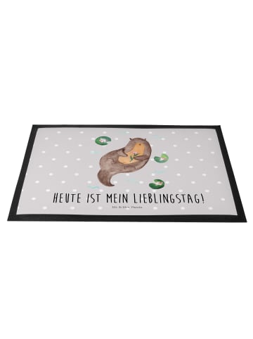 Mr. & Mrs. Panda Schmutzfangmatte Otter Seerose mit Spruch in Grau Pastell