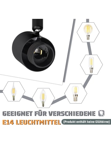 ZMH Deckenleuchte in schwarz 1-flammige E14 Glas Morden schwenkbar Deckenspots