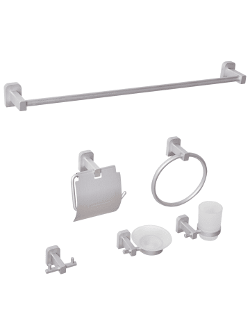 Beliani 8-tlg Badaccessoires Set POCONE in Silber