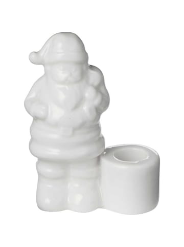 IB Laursen Kerzenhalter WEIHNACHTSMANN Weiß Keramik für 1 Dünne Kerze 7 cm