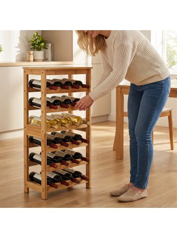 relaxdays Weinregal in Natur - (B)36 x (H)82 x (T)24 cm