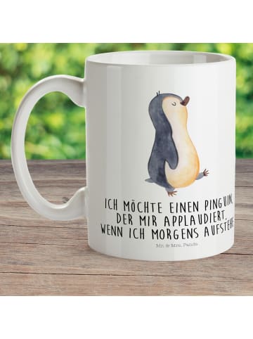 Mr. & Mrs. Panda Kindertasse Pinguin mHerzieren mit Spruch in Weiß