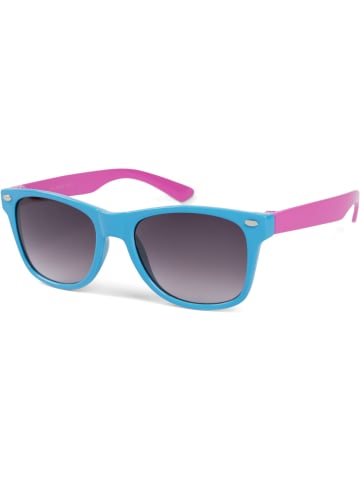 styleBREAKER Nerd Sonnenbrille in Hellblau-Pink / Grau Verlauf