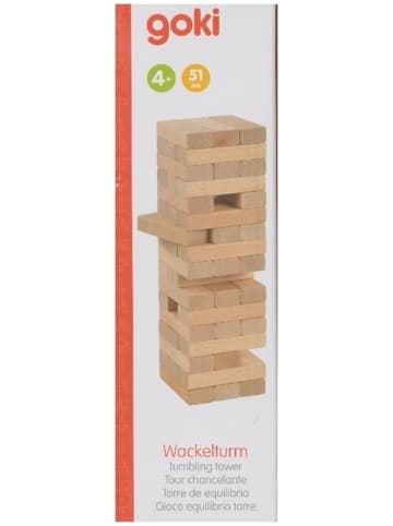 Gollnest & Kiesel Geschicklichkeitsspiel Wackelturm | 7,5 x 7,5 x 25,5 cm, Holz, 51 Steine, per...