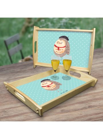 Mr. & Mrs. Panda Tablett Eule Frankreich ohne Spruch in Türkis Pastell