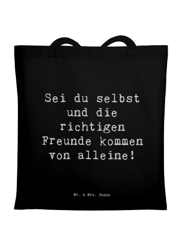 Mr. & Mrs. Panda Schultertasche Spruch Neue Freunde finden mit S... in Schwarz