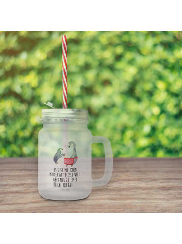 Mr. & Mrs. Panda Schraubglas Pinguin mit Kind mit Spruch in Transparent