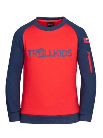 Trollkids Sweatshirt "Sandefjord" in Hellrot / Blau