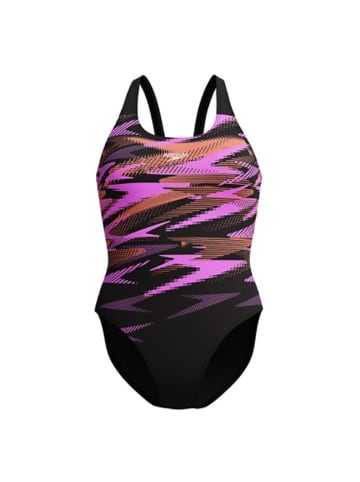 Speedo Hyperboom Placement Badeanzug in Schwarz-Pink