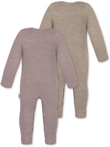 Normani Outdoor Sports 2er Pack Baby Merino Strampler „Tangoio" in Beige/Rosa