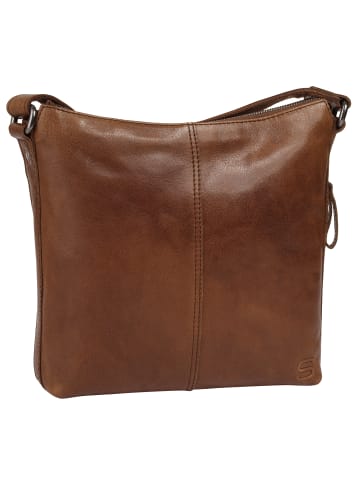 SPIKES & SPARROW Umhängetasche echt Leder in cognac