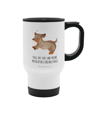 Mr. & Mrs. Panda thermosbecher Hund Dackel mit Spruch in Weiß