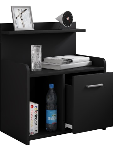 VCM  XL Hoher Nachtschrank Nachttisch Schublade Nilasa in Schwarz