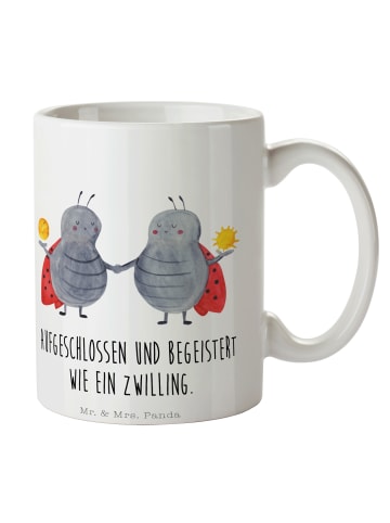 Mr. & Mrs. Panda Kaffeebecher Sternzeichen Zwilling mit Spruch in Weiß