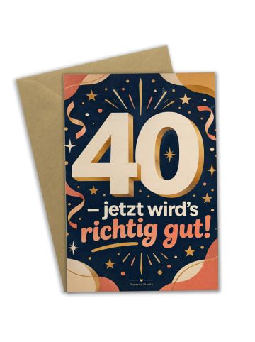 Mr. & Mrs. Panda Geburtstagskarte 40. Geburtstag Zahl festlich D... in Weiß