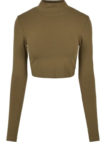 Urban Classics Urban Classics Damen Ladies Organic Cropped Turtelneck Longsleeve in tiniolive