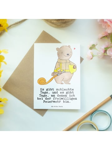 Mr. & Mrs. Panda Klappkarte Bär Freiwillige Feuerwehr mit Spruch in Weiß