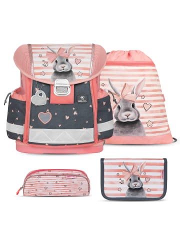 Belmil 4tlg-Set: Schulranzen Set Classy Little Bunnies in Grau H36xL32xT19 cm