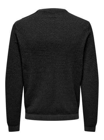 Only&Sons Lässiger Pullover Feinstrick Design Sweater ONSTAPA in Dunkelgrau