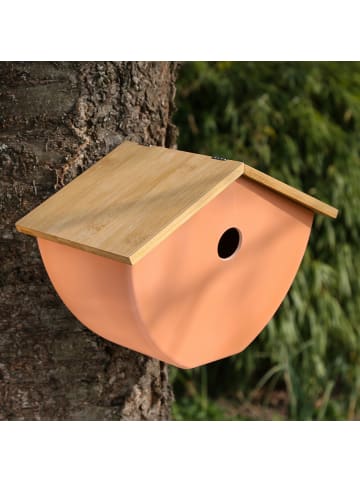 MARELIDA Vogelhaus Nistkasten Bambus Brutkasten Vogelhäuschen orange