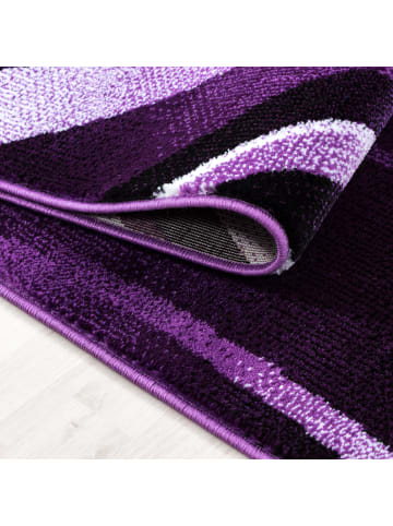 KADIMA DESIGN Teppich Kurzflor Waschbar Wellen DRAU Strapazierfähig OEKO-TEX in Violett