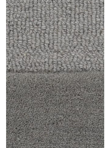 KADIMA DESIGN Wollteppich Kurzflor DEBEN Geometrisch Naturfaser Wohnzimmer in Grau