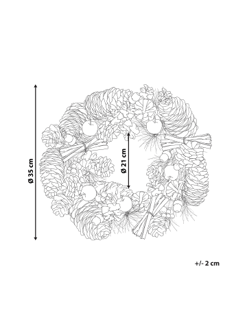 Beliani Kranz NURMES in Grün/Rot/Braun - (W) 35 x (H) 8 x (L) 35 cm