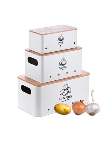 relaxdays 3 x Aufbewahrungsbox in Weiß