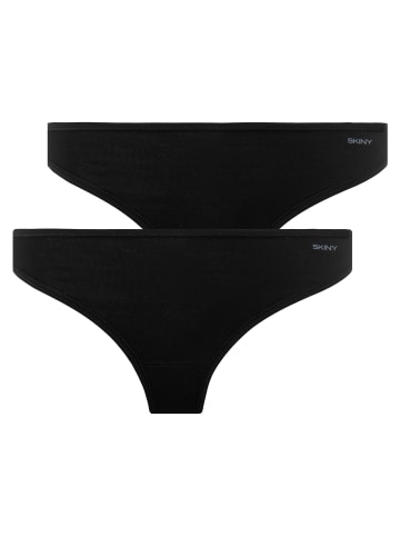 Skiny 2er P String Advantage Cotton Stretch in Schwarz