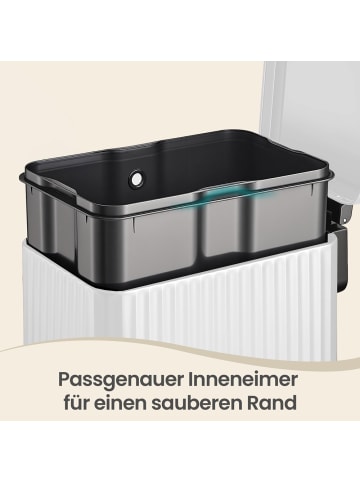 SONGMICS Mülleimer Patia in Weiß - (B)26.3 x (H)62.4 x (T)47.6 cm - 50 L