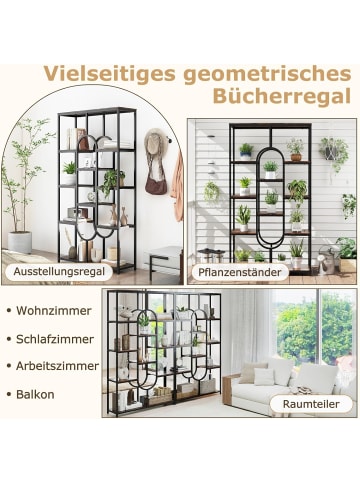 COSTWAY 5-stöckig Bücherregal in Braun