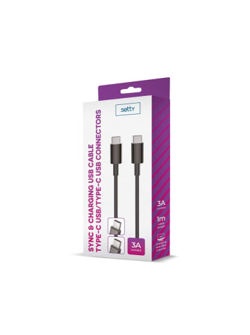 COFI 1453 Setty Ladekabel USB-C auf USB-C 1m 15W 3A Schwarz in Weiß