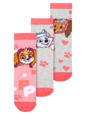 Paw Patrol 3er Pack Paw Patrol Socken Sneaker Söckchen in grau/rosa